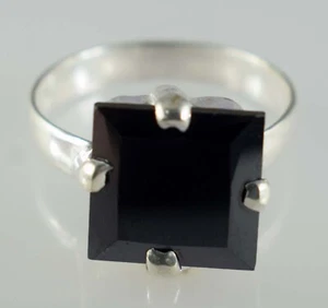 11.86 KT / 12 MM Nero Diamante Solitario Taglio Quadrato Certificato Uomo Anello - Foto 1 di 7