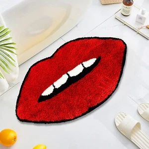 Red Lip Bath Mat for Bathroom Cool Decorative Kids Bedroom Rugs Non-Slip Wash... - Picture 1 of 7