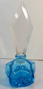Botella de Perfume Estrella de Vidrio Azul De Colección con Tapón Transparente en Forma de Diamante - Imagen 1 de 11