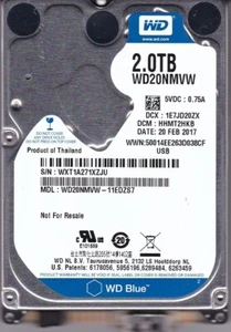 WD20NMVW-11EDZS7 dcm: HHMT2HKB s/n: WXT1A2 FEB/ 2017 2TB USB 3.0 WESTERN DIGITAL - Afbeelding 1 van 5