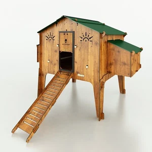 Pollaio rialzato per 20 galline in laminato anti acaro rosso POLLY DUPLEX 4XL - Foto 1 di 15