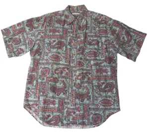 Vintage 90s Bugle Boy Mens Large Streetwear Paisley Short Sleeve Button Up Shirt - Picture 1 of 5