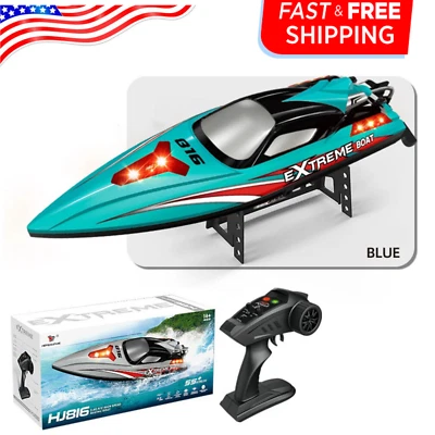 Barco de carreras RC HJ816 2,4G sin escobillas 55 km/h bote de alta velocidad luz LED RTR EE. UU. Foto 1 de 4