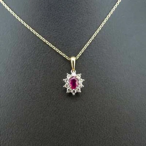 (AGJ) 18ct Bi-Colour Gold 0.5ct Ruby and 0.35ct Diamond Necklace 2.9g - Picture 1 of 1