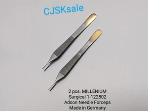 2 pcs. MILLENIUM Surgical 1-122502 Adson Needle Forceps Made In Germany (USED). - Picture 1 of 10