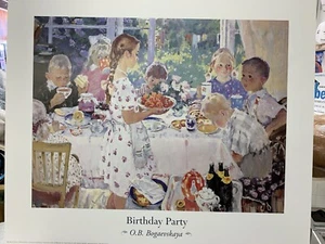 "BIRTHDAY PARTY" BY O.B. BOGAEVSKAYA  - RARE- MTD. ON BOARD (Rockwell Feeling) - Picture 1 of 9