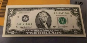 2003 2 Dollar Bill, Valentines Day Note Tombstone Note? Feb 14th & Nov 6th Dates - Picture 1 of 2