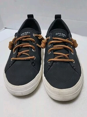 Sperry Pier Wave Dock Siders Mujer Talla 7 Negro Lona Cuero STS84642 Foto 1 de 4