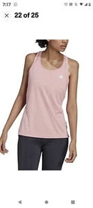 Adidas Women's 3-Stripes Sport Tank Top - Wonder Mauve / White Size Large - NEW - Picture 1 of 3