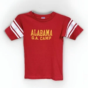 Vintage Champion Blue Bar Kids Athletic T Shirt Red Alabama GA Camp - Picture 1 of 13