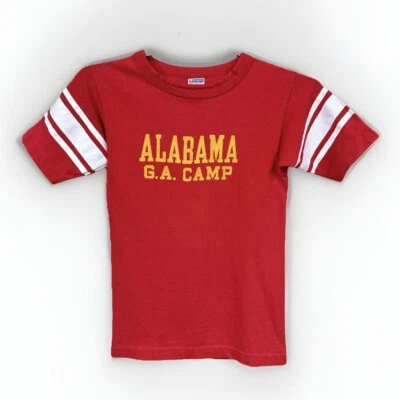 Camiseta Atlética Vintage Champion Blue Bar Niños Roja Alabama GA Camp Foto 1 de 4