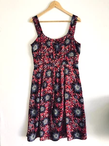 Jacqui E Dress Womens 12 Pink Blue Satin Floral Flowers Sleeveless Party - Picture 1 of 17