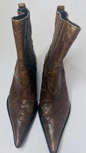 Steven By Steve Madden Woman’s Chic Western Mid Calf Leather Brown Boots Size 6 - Picture 1 of 9