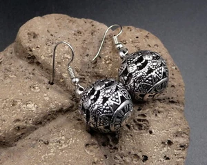 Pendientes étnicos orientales de plata de Marruecos 925 ganchos de plata - Imagen 1 de 3