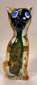 Vintage Murano Sommeriso Art Glass Cat Figurine - Picture 1 of 9