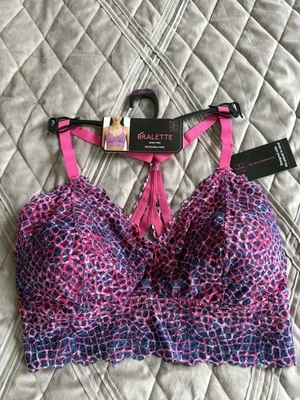 Sujetador Bralette No Boundaries Longline Sin Alambres Fucsia/Azul Encaje-Talla XX-GRANDE Foto 1 de 4
