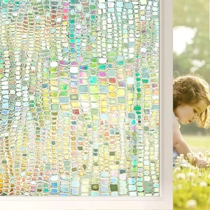 Window Privacy Film Stained Glass 3D Rainbow Prism Window Clings Heat Blockin... - Picture 1 of 8