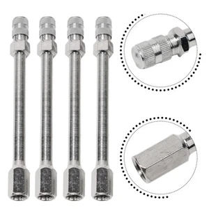 Tyre Valve Extension Rod Truck Extender Cap Metal Silver Tone Wheel Valve - Picture 1 of 16