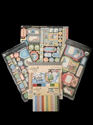 Lot Of 5/Graphic 45 Paper/"Mother Goose"/8x8/6x6/Stickers/Cardstock  - Image 1 of 4
