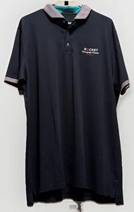 Polo de golf Greyson para hombre negro logotipo hipotecario cohete icónico logotipo de lobo en la parte posterior XL - Imagen 1 de 5