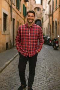 UNTUCKit Camicia Uomo 3XL Plaid Manica Lunga Bottoni Cotone Santa Barbara - Foto 1 di 8