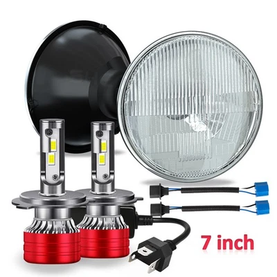 Par de faros LED redondos H4 de 7" pulgadas para Ford F1 1948-1952 haz alto/bajo blanco Foto 1 de 4