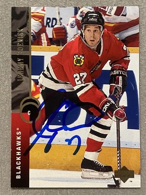 CHICAGO BLACKHAWKS- JEREMY ROENICK AUTOGRAPH 1994-95 UPPERDECK #322 TRADING CARD - Image 1 of 2