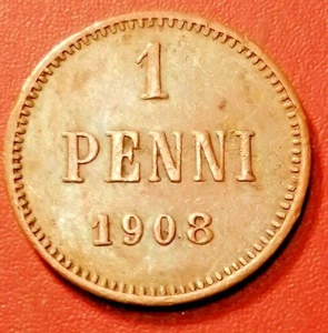 Finlan/Russia* 1 centesimo 1908 rame *Cond.good 1+* - Imagen 1 de 2