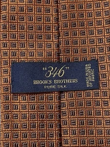 Brooks Brothers 346 100% Silk Tie USA Made Orange Geometric Free Ship! - Picture 1 of 14