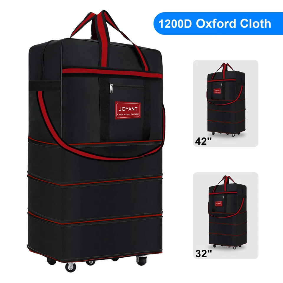 Expandable Duffle Luggage Bag 1200D Foldable Travel Bag 32"/42" w/Rolling Wheels - Image 1 of 4
