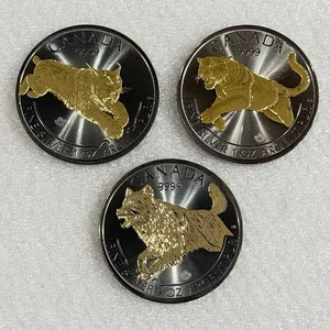 2016 2017 2018 Three Predator Series Coins 5 DOLLAR COINS RUTHENIUM & 24K GOLD - Bild 1 von 10