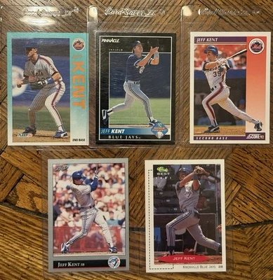 Jeff Kent Lote De 5 RCs-92 Fleer Actualización #U-104, 92 Hoja Puntuación Pinnacle 91 Clásico Foto 1 de 2