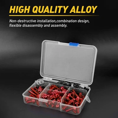 Juego de 177 tornillos de carrocería de carenado de acero rojo para Honda Suzuki Yamaha Foto 1 de 4