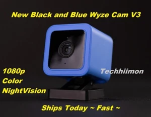 NEW * BLUE * WYZE CAM v3 SECURITY, PET CAMERA, STARLIGHT 2 WAY AUDIO SHIP TODAY - Picture 1 of 15