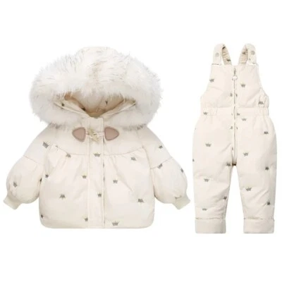 Conjunto de ropa de invierno para niños 2 piezas chaqueta de plumón para niña nuevo traje de nieve para bebé para niños Foto 1 de 4