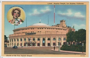 LA-98- Angelus Temple, Four Square, Los Angeles, Calif., Printed Postcard, Linen - Picture 1 of 2