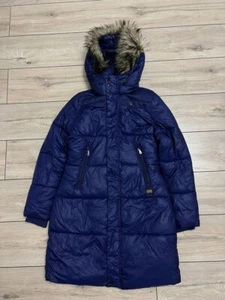 Women G-Star Raw Whistler Hedley Parka Jacket Insulated Winter Blue sz M Hoodie - Picture 1 of 13