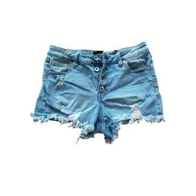 Kendall + Kylie The Hipster Short Light Denim Wash 7/28 Distressed Frayed Hem - Изображение 1 из 4