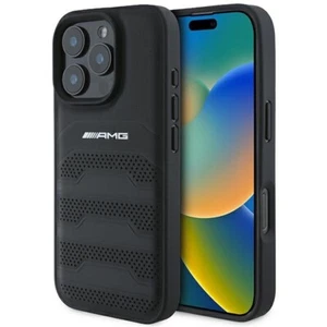 Hülle iPhone 16 Pro Mercedes AMG Echtleder gelocht schwarz Logo - Bild 1 von 8