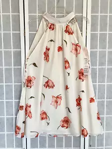 Haute Hippie Floral Halter Dress Sz L Flowing Flowers Beachy Boho Side Ties NWT - Picture 1 of 7
