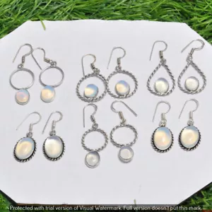 Opalite Gemstone 925 Sterling Silver Plated Wholesale Unisex Hook Earrings Lot - Picture 1 of 3