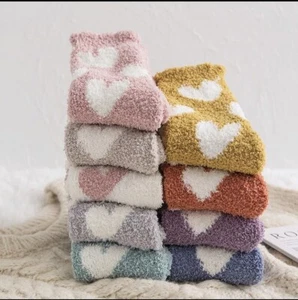 3 Pack- Warm and fuzzy heart Socks, Cute Heart Design Socks, Soft Fleece Socks - Picture 1 of 5