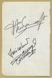 Théo Sarapo - Danyel Gérard - Fernand Raynaud - Page de carnet signée - 60s - Foto 1 di 3