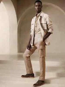 BANANA REPUBLIC LINEN CARGO DRESS PANT 31R KHAKI BEIGE # 623977NEW - Picture 1 of 3