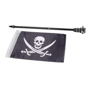 Motorcycle Pirate Skull Flag Flagpole Luggage Rack Mount Universal Fit For Honda - Imagen 1 de 12