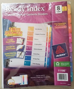 Avery 11186 Ready Index Table of Contents Dividers 8-Tab Set, 6 Sets 07278211181 - Picture 1 of 1