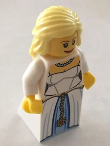 *NUEVO* Lego 1 Minifigura PRINCESA Mujer Niña CABELLO AMARILLO Falda Torso Blanco - Imagen 1 de 3