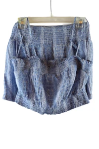 Pink Rose Blue Floral Denim Vertical Girl 2 Piece Top & Short Large 053 - Picture 1 of 4