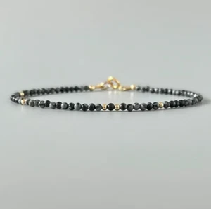 2025HOT 3mm Dainty Snowflake Obsidian Bracelet Minimalist Jewelry Women Gift - Picture 1 of 5