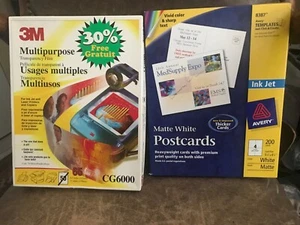 3M Multipurpose Transparency Film Letter Size 8.5" x 11" Avery Postcard Inkjet - Picture 1 of 5